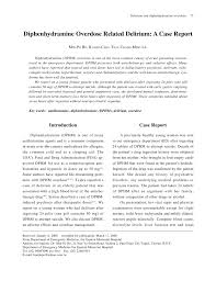 Pdf Diphenhydramine Overdose Related Delirium A Case Report