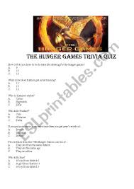 Have a go and see if you know the answers. The Hunger Games Trivia Quiz Esl Worksheet By Esterbs