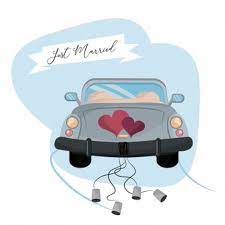 Wählen sie aus illustrationen zum thema just married auto. Premium Vector Just Married Cartoon