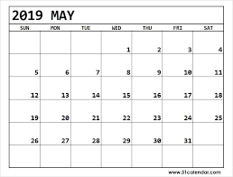 Editable May 2019 Blank Calendar Pages Calendar Printables Monthly Calendar Printable Editable Calendar