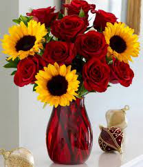 #sunflowers #roses #sunflowers and roses #perfect combination #beautiful #bouquet. 45 Awesome Sunflower And Roses Wedding Bouquet Ideas Red Roses And Sunflowers Sunflowers And Roses Flower Arrangements