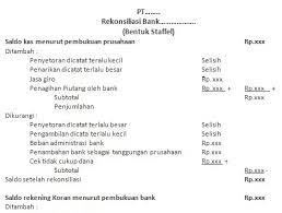Rekonsiliasi bank dalam bahasa inggris. Rekonsiliasi Bank Definisi Tujuan Fungsi Komponen Bentuk