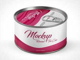 Top of tin can mockup, realistic style. Tin 3 4 Psd Mockups