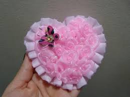 Corazon De Flores En Cinta Organza Para Decorar Accesorios Video 219 Bordados En Cinta Lazos De Lujo Corazones De Tela