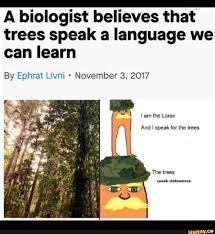 I Am The Lorax I Speak For The Trees Vietnamese A Biologist Believes That Trees Speak A Language We Can Learn By Ephrat Livni November 3 2017 Ifunny Funny School Memes School Memes School Humor
