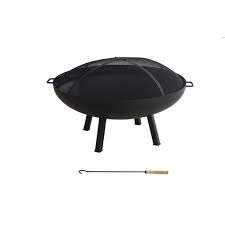 Hampton Bay Windgate 40 In Dia Round Steel Wood Burning Fire Pit With Spark Guard A301002900 The Home Depot Wood Burning Fire Pit Cool Fire Pits Hampton Bay