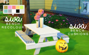 My Sims 4 Blog Picnic Table Cushions Set By Simminthwithabbi Sims 4 Blog Sims 4 Sims 4 Game
