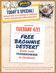 We have unbeatable discounts for your favorite brand! Pluckers Wing Bar On Twitter Today S Special Is A Free Brownie Dessert