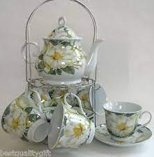 Magnolia Plate Sets Set White Magnolia Flower Tea Coffee Pot Cup Saucer Plate New Box Creative Tea Tea Pots Porcelain Teapot