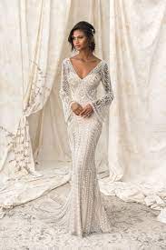 Justin Alexander Signature Geometric Pearl And Bugle Beaded Gown With Bell Sleeves Justin Alexander Signature Wedding Gown Gallery Bridal Gowns