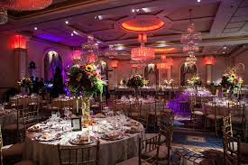 The Grand Ballroom With Different Led Lighting Colors At A Luxury Wedding Venue The Grove In Luxury Wedding Venues Halloween Wedding Decorations Luxury Wedding