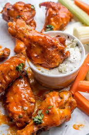 Baked Crispy And Crunchy Chicken Wings In Homemade Buffalo Sauce Skip Fried Wings These Healthie Wing Recipes Wing Sauce Recipes Buffalo Chicken Wings Recipe
