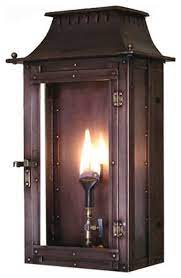 You'll have the warm, soft glow of a natural gas lamp even if the electricity goes out. Williamsburg Copper Gas Lanterns Traditional Outdoor Wall Lights And Sconces By Gas Light Pro Llc Houzz