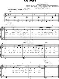 Imagine Dragons Believer Sheet Music Easy Piano In A Minor Download Print Imagine Dragons Easy Piano Sheet Music Believer Imagine Dragons
