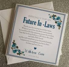 To The Future Mother And Father In Law Of The Groom Personalised Keepsake Card This Elegant Pers Wedding Gifts For Parents My Wedding Day Future Wedding Plans
