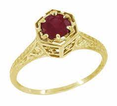 Us ring size 10 1/2 (20.5 mm) marked with 56 zolotnik gold standard and maker's initials. Art Deco Filigree Hexagon Ruby Engagement Ring 14k Yellow Gold Vintage Ruby Engagement Ring Antique Jewelry Mall