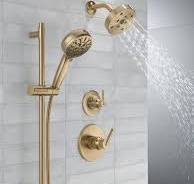 7-Setting Slide Bar Hand Shower with Cleaning Spray in Lumicoat® Champagne  Bronze