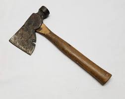 Vintage Plumb Hand Hatchet Axe Hammer Carpenters Nail Puller Metal Wood Handle Plumb Axe Nail Puller Wood Handle
