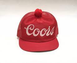 Coors Pom Snapback Mesh Short Bill K Promotions Red Cap Beer Hat Usa Vintage Kpromotions Cap Beer Hat Mesh Trucker Hat Hats For Sale