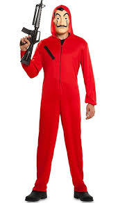 New Salvador Dali La Casa De Papel Money Heist Red Jumpsuit Mask Costume Cosplay Ebay In 2020 Red Jumpsuit Red Jumpsuits Outfit Jumpsuit