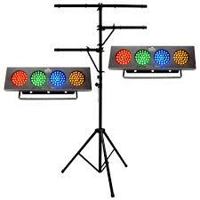 2 Dj Bank Multi Color Led Chase Effect Chauvet Light With Multi Arm T Bar Chauvet Lighting Tripod Stand Package