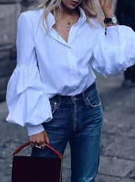 Trendy Spring Outfit White Blouse Jeans Bag Fashiontrendsjeans Trendy Spring Outfits Fashion Outfits Jean Fashion Trends