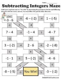 Maze Worksheets Adding Subtracting Mult And Div Integers And 1 Step Equats Integers Math Integers Mathematics Worksheets
