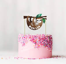 There's no better place in when life gives you birthdays, eat cakes and enjoy gifts. Amazon Com Sloth Party Custom Name Cake Topper Sloth Name Topper Personalized Sloth Birthday Cake Topper Baby Shower Cupcake Topper Sloth Birthday Party Decorations Toys Games