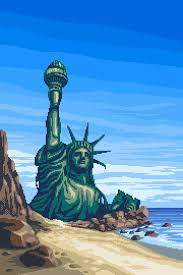 Planet of the apes statue of liberty scene. Mazeon Pixel Art Planet Of The Apes Statue Of Liberty Scene Shown