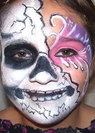 Black And White Face Paint Ideas Skeleton Fairy Natural Face Paint Design Colors Used Hot Pink Purple Black White Natural Face Paint Face Painting Halloween Face Painting Designs