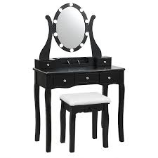 Shop for makeup vanity table online at target. Topbuy Vanity Table Makeup Dresser Desk W Led Light Drawers Stool Black Brown White