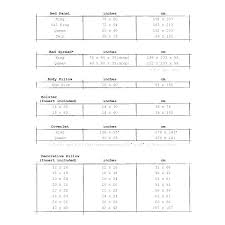 My Pillow Size Chart Muhlis Co