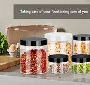 SLifeJars Clear Plastic Jars 32oz 12Pack Big Round PET Plastic Containers  with Black Screw On Lids Reusable Empty Storage Jars with Lid Clear ...
