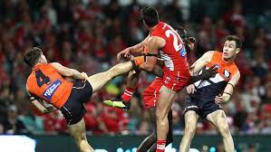 Toby Greene Sticks Foot Out In Marking Contests Kicks Out At Opponents 2018 Afl Finals Sydney V Gws
