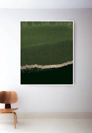 Forest Green Print Abstract Print Sage Green Art Gold Green Art Large Canvas Painting Minimalist Art
