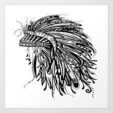 Get inspired by our community of talented artists. Native American Indian Headdress Warbonnet Black And White Art Print By Madhattersdiary Society6