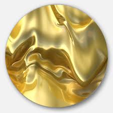 The piece looks great hanging in multiples. Designart Golden Cloth Texture Abstract Digital Art Large Circle Metal Wall Art Overstock 14263440