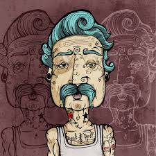 Lowest price in 30 days. Portrait Of A Man With Mustache And Tattoos Vector Illustration Free Stock Vector Graphic Image