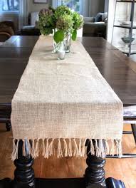No Sew Fringed Burlap Runner Table Runner Diy Diy Christmas Table Burlap Table Runners