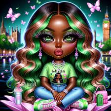 Black queen with long eyelashes in mugshot pose