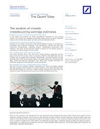 We analyse relevant trends for the bank in financial markets, the economy and society, highlight risks and opportunities and act as consultant for the bank, its clients and stakeholders. Free Research Report Estimize Com