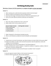 Name class date 7.1 life is cellular lesson objectives state the cell theory. Cell Biology Reading Guide