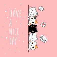 Cute Big Eye Cat Kitten Greeting Cartoon Doodle Card Kitten Drawing Cartoon Cat Drawing Cute Cat Illustration