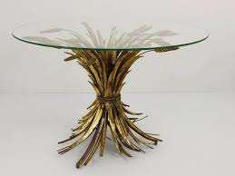 Mcguire sheaf of wheat rattan coffee table. French Gilt Sheaf Of Wheat Table Coco Chanel Hollywood Regency 1960s At 1stdibs