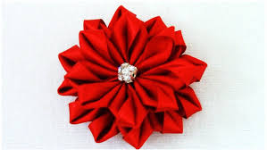 Diy Flores Kanzashi Red Flowers In Ribbons Flores Rojas Flores Kanzashi Cinta De Organza