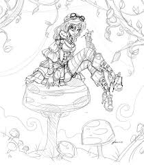 Adult alice in wonderland coloring pages. Steampunk Alice Sketch By Noflutter On Deviantart Steampunk Coloring Alice In Wonderland Drawings Steampunk Drawing