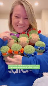 How many baby #ninjaturtles you think I can get from 1 roll of Knotty Ball  yarn from @kaylaskrafts97 ??? Turtle pattern by @nowayjosecrochet ….  #kaytedids #turtle #ninja #guessinggame #perrysburgohio ...