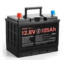 Batería de litio VEVOR LiFePO4 de doble propósito de 12 V y 105 Ah, 1000  CCA, grupo 24, batería de arranque de iones de litio de ciclo profundo, BMS  ...