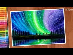 It is of the northern lights also known as the aurora borealis. Northern Lights Drawing Using Oil Pastels Drawings