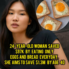 Maybe I should change my diet? 😳 Mia McGrath, a 24-year-old woman, has  made headlines for her extreme savings strategy, which involves eating only  eggs and bread daily. By adopting this frugal